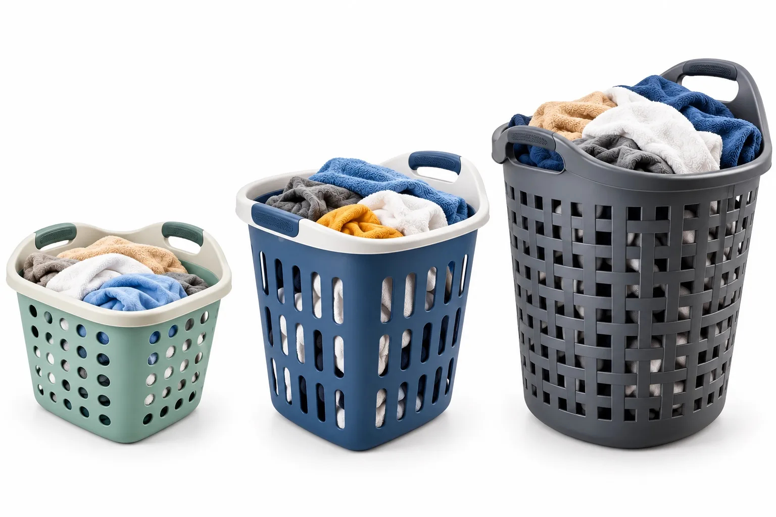Tuwasha laundry baskets representing different load sizes